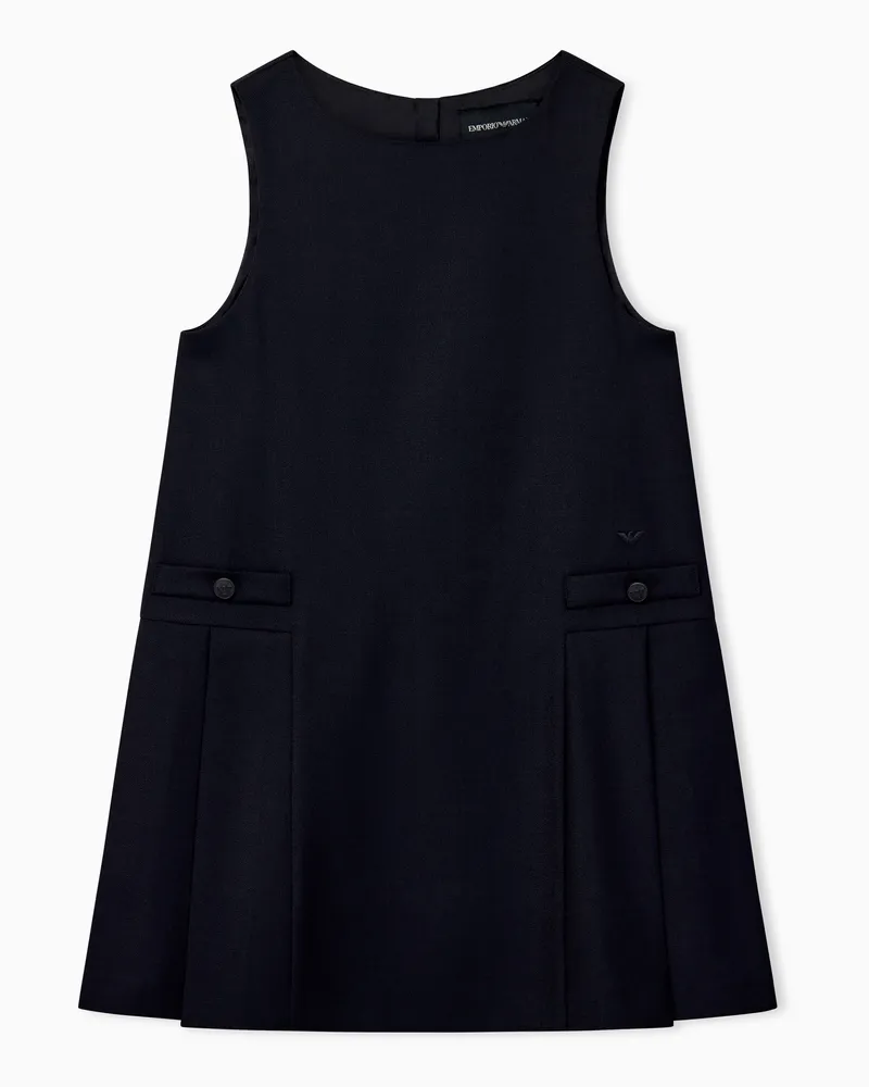 Emporio Armani Kleid Regular Fit ärmellos mit Schurwollanteil und Karomuster Blau