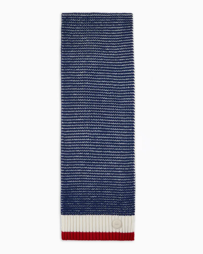 Emporio Armani Schal aus einer Woll-Mischung mit gemischter Maschenstruktur Blau
