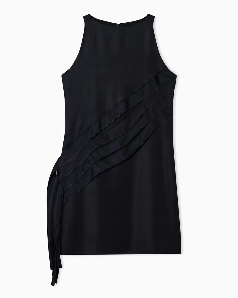 Emporio Armani Satinkleid mit Fransendetail aus der Polygon-Sonderkollektion Schwarz