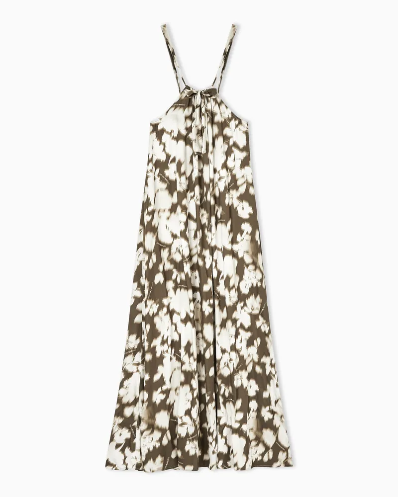 Emporio Armani Langes Beachwear Kleid mit Blumenprint Grün