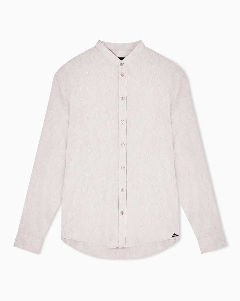 Emporio Armani Hemd aus verstärktem Leinenmischgewebe Beige