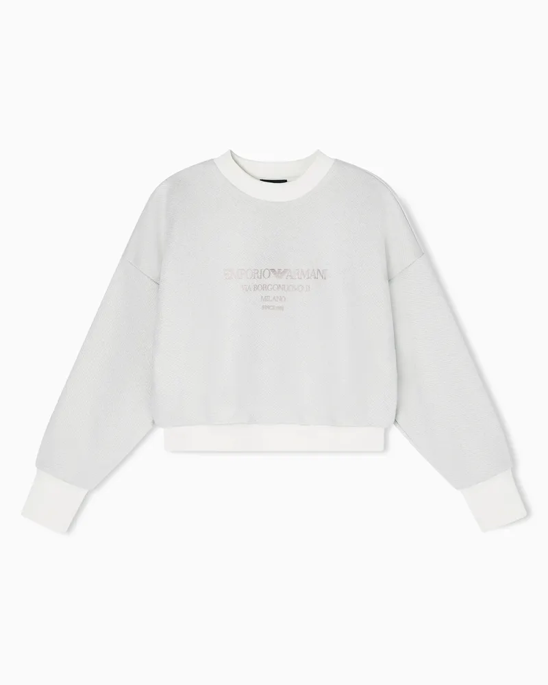 Emporio Armani Lurex jersey sweatshirt with shiny logo Weiß