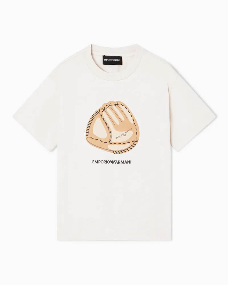 Emporio Armani T-Shirt aus Jersey mit Baseball-Print Beige