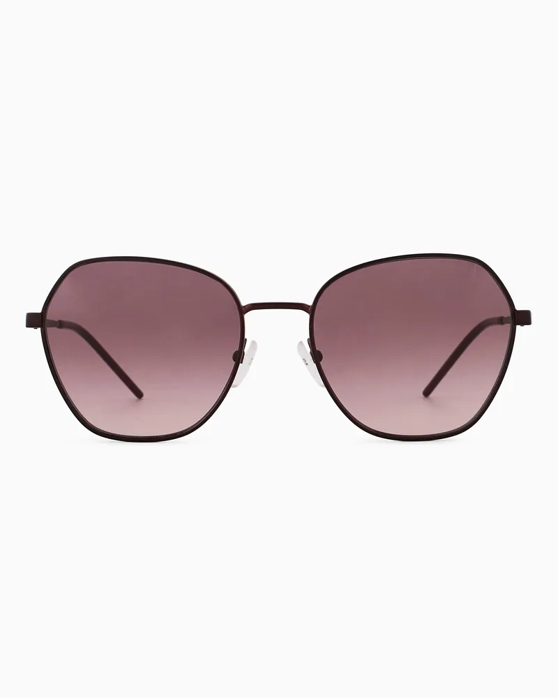 Emporio Armani Sonnenbrille mit unregelmäßig geformter Fassung für Damen Burgunderrot
