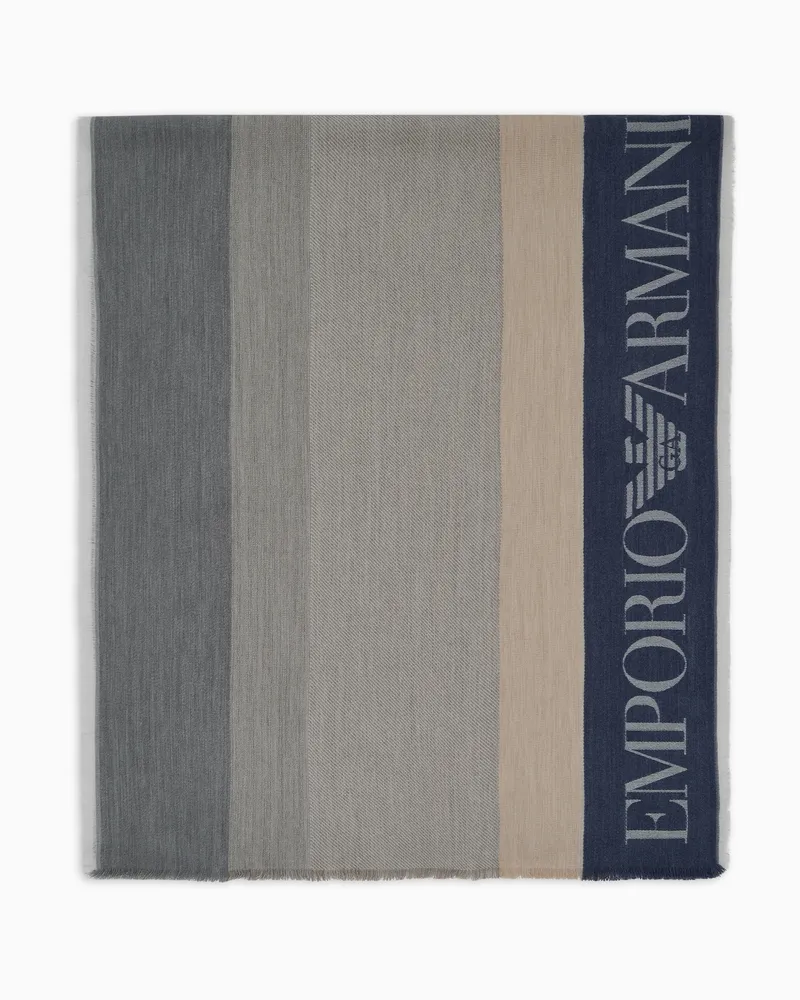 Emporio Armani Stola mit mehrfarbigen vertikalen Bändern Blau