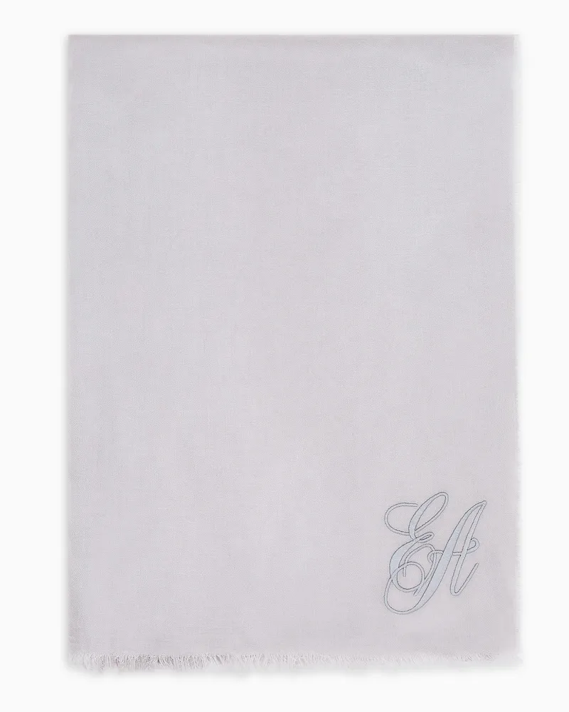 Emporio Armani Maxi-Stola aus Modal mit gesticktem EA-Schriftzug Grau