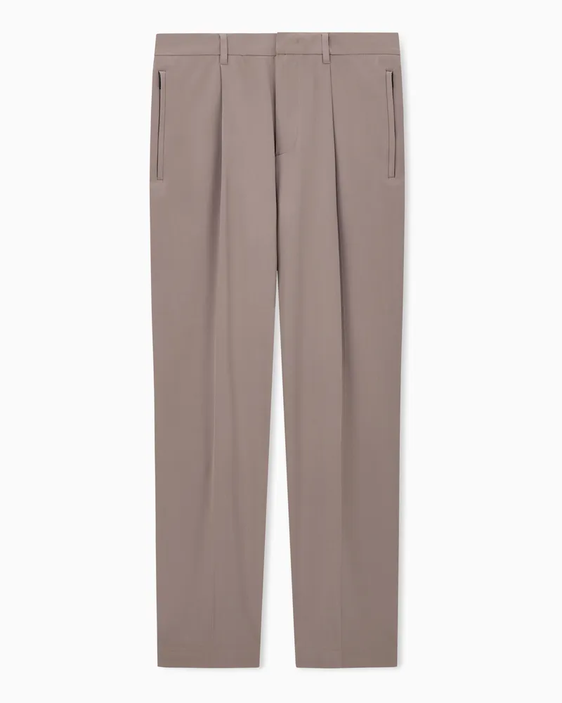 Emporio Armani Regular Fit Stoffhose Essential aus Twill mit Bügelfalte Beige