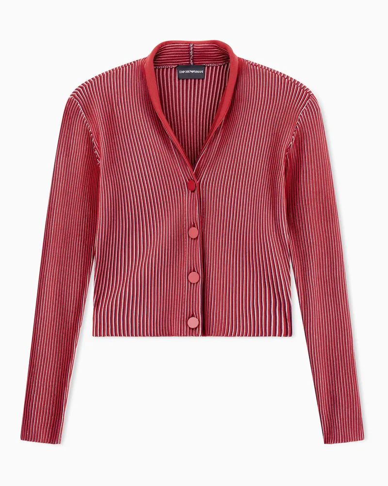 Emporio Armani Cardigan aus Glatt- und Linksstrick mit Vanisé-Effekt Rot