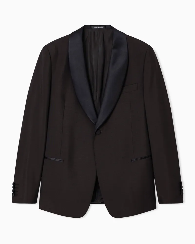 Emporio Armani Smoking-Jacke aus einer High-Twist Mohair-Woll-Mischung mit Schalkragen Braun