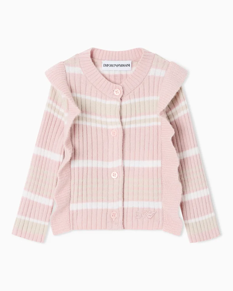 Emporio Armani Cardigan aus Rippstrick mit Querstreifen und Rüschen Gemustert