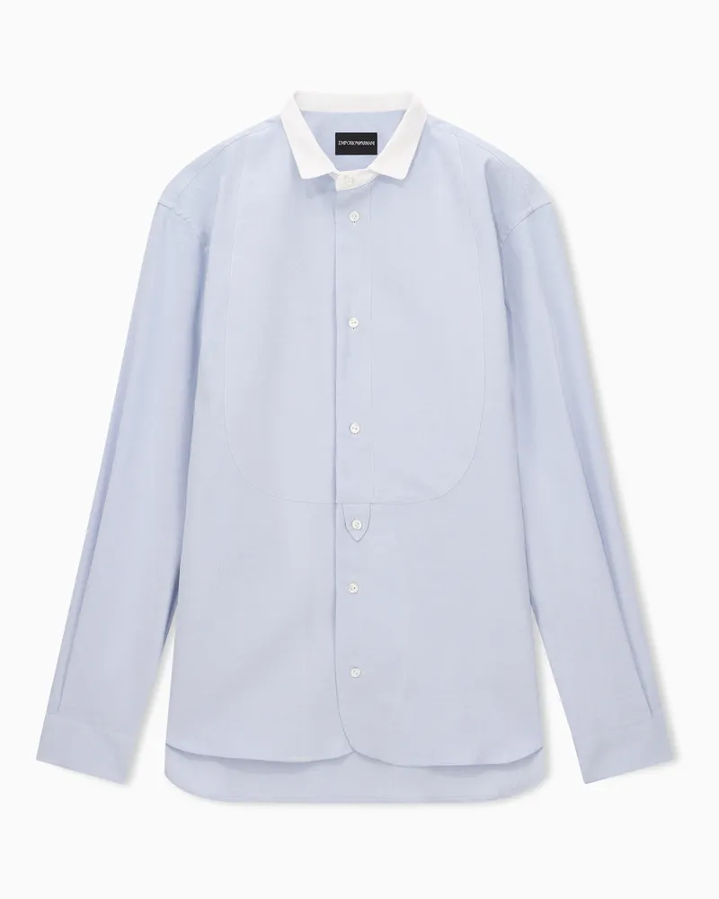 Emporio Armani Hemd aus mikrogestreiftem Strukturgewebe Hellblau
