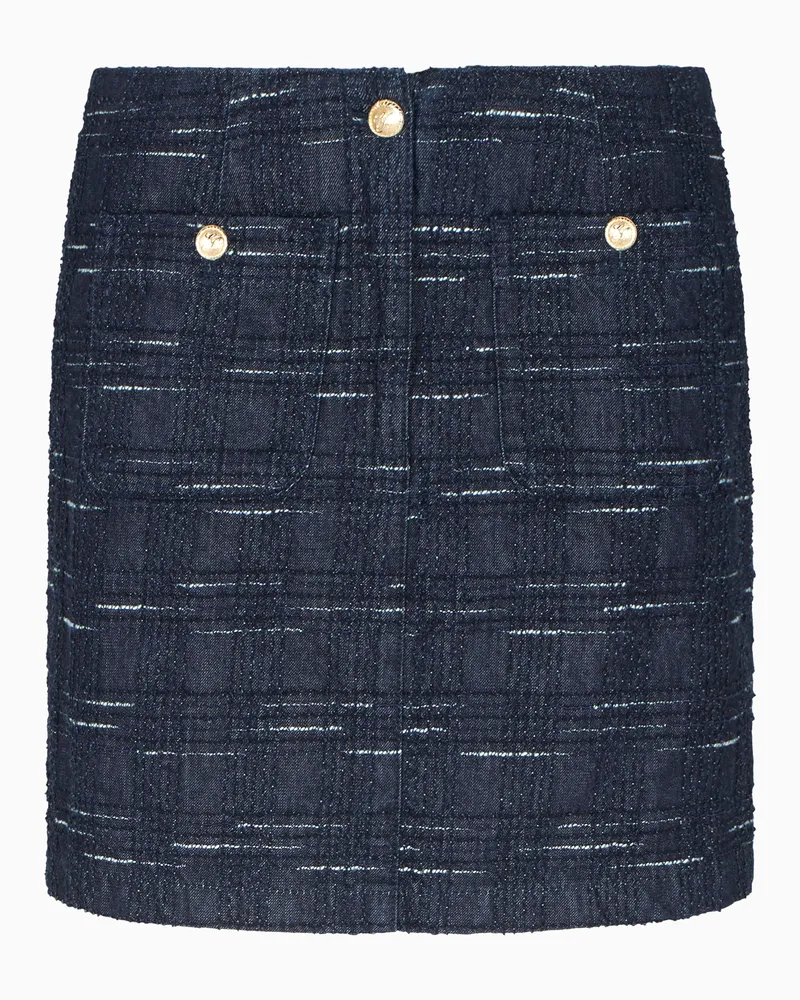 Emporio Armani Denim-Rock aus Jacquard-Stoff mit Karo-Muster Blau