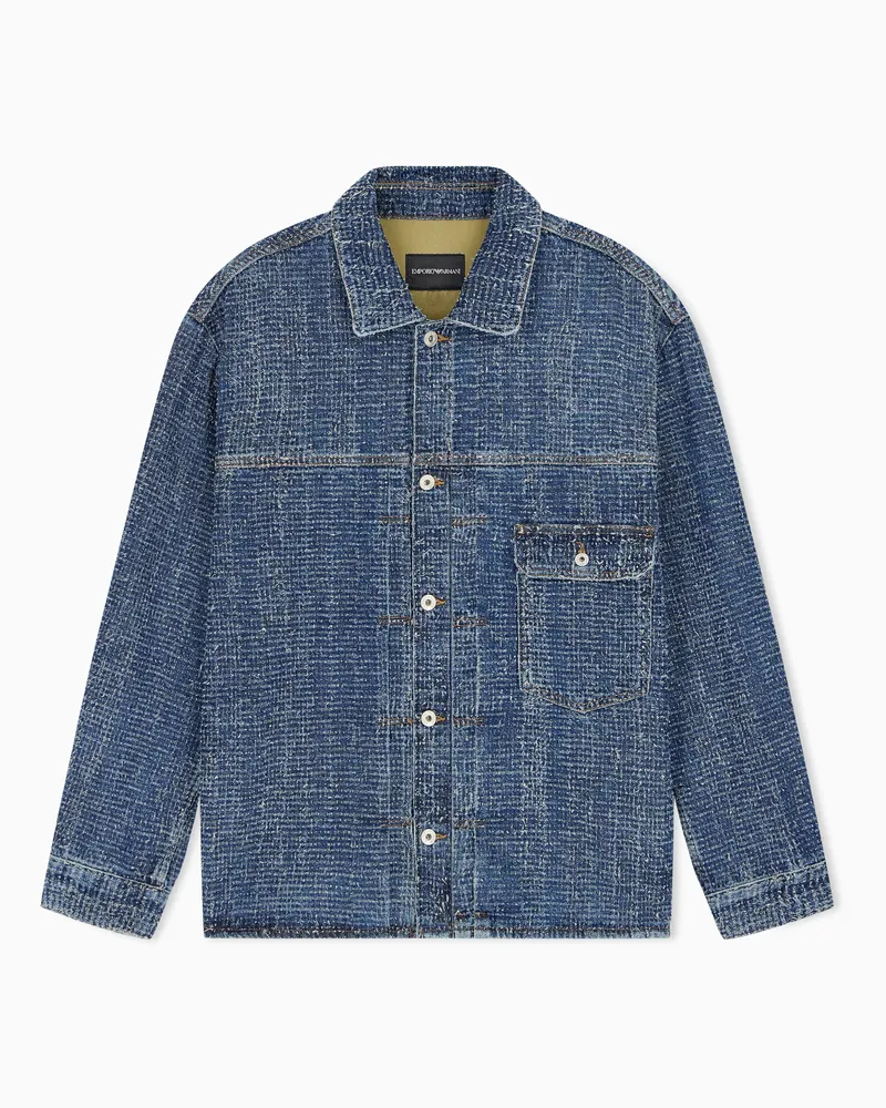 Emporio Armani Blousonjacke aus Denim in marmorierter Optik Blau