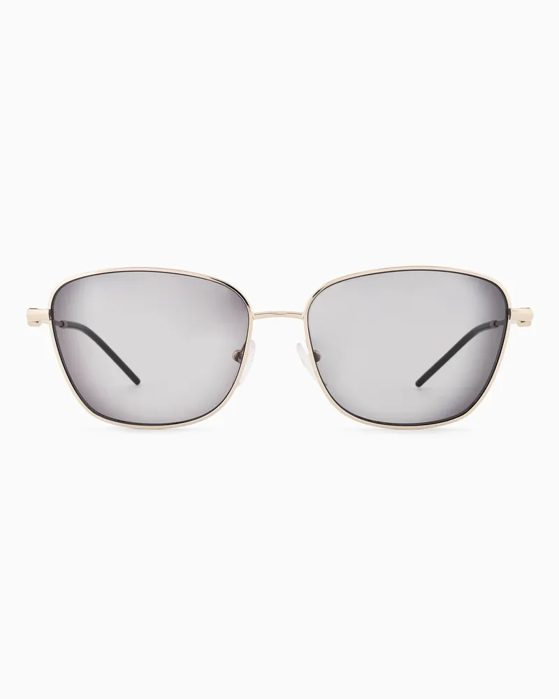 Emporio Armani Sonnenbrille mit unregelmäßig geformter Fassung für Damen Goldfarben