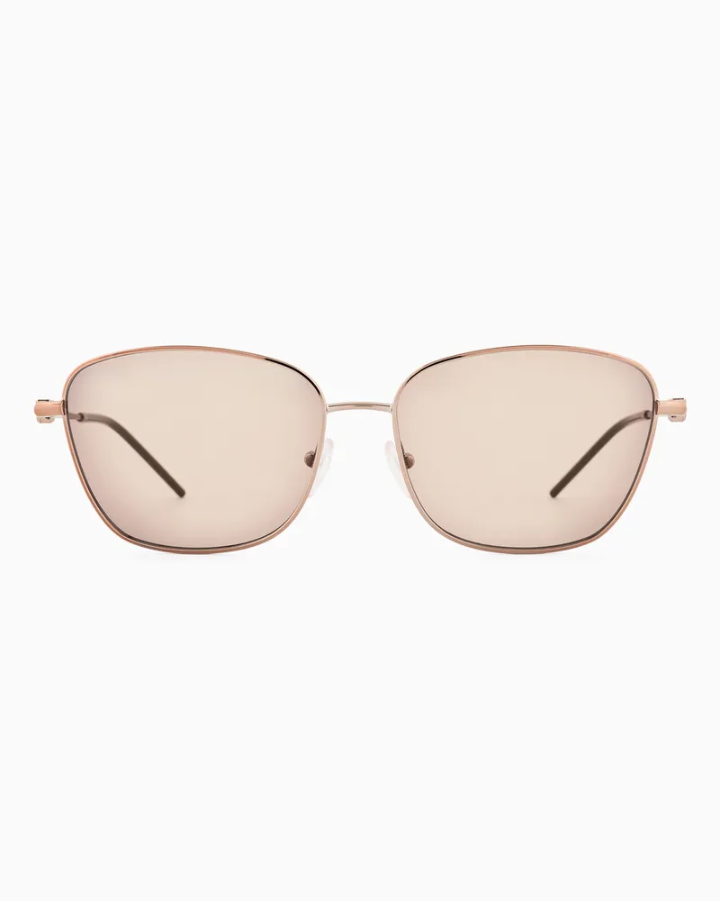 Emporio Armani Sonnenbrille mit unregelmäßig geformter Fassung für Damen Goldfarben