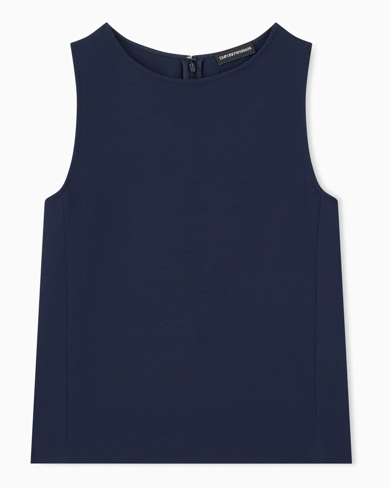 Emporio Armani Top regularer Schnitt mit Rundhals und Reißverschluss Marineblau