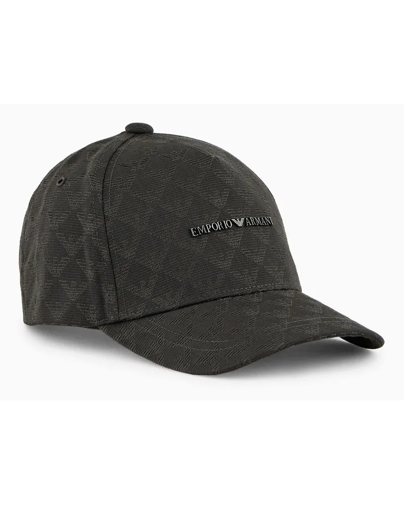 Emporio Armani Baseballcap aus Jacquard-stoff mit Allover-adler Grün