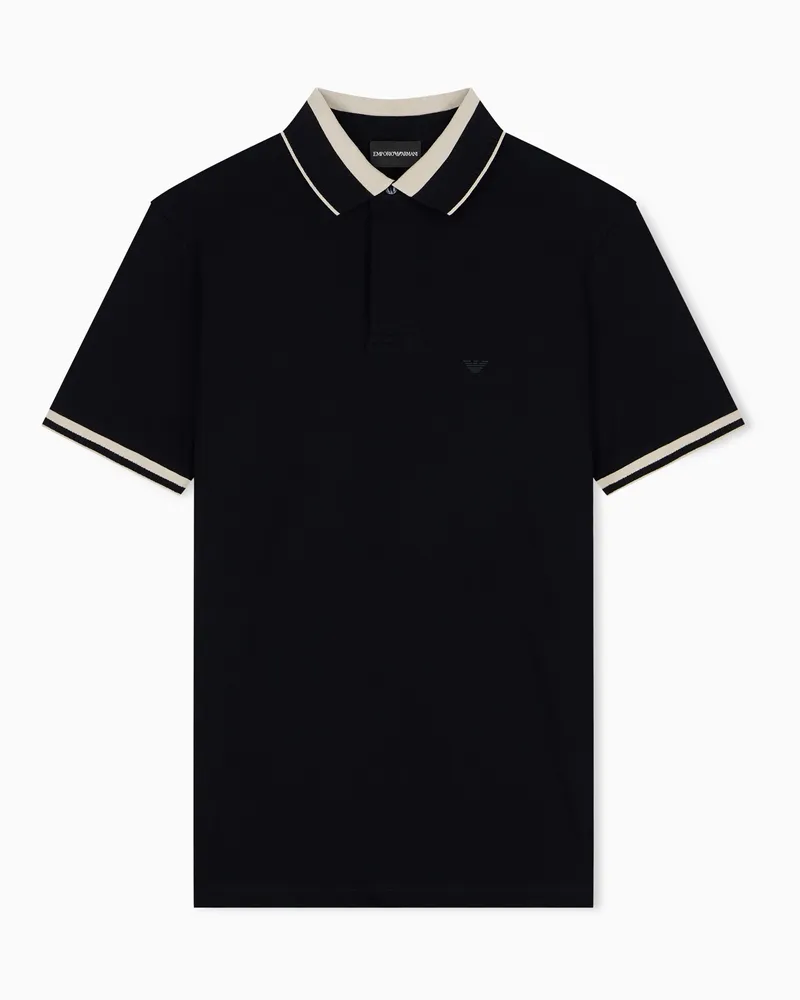 Emporio Armani Regular Fit Poloshirt aus Baumwollpikee Schwarz