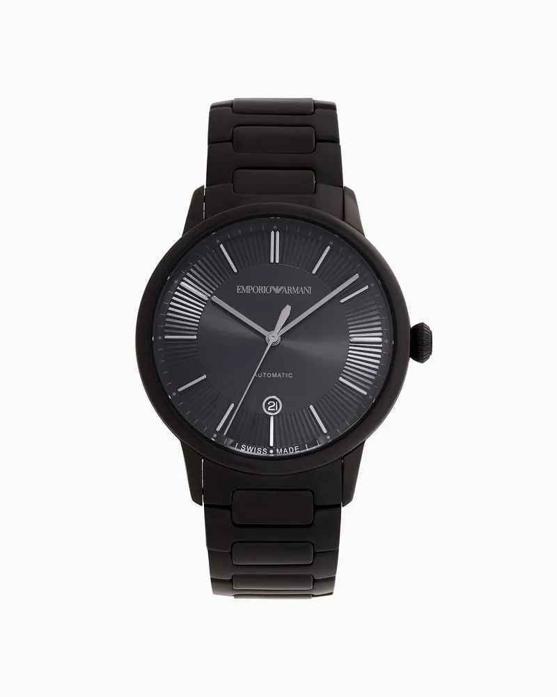 Emporio Armani Automatikuhr  Swiss aus Schwarzem Rostfreiem Stahl Schwarz