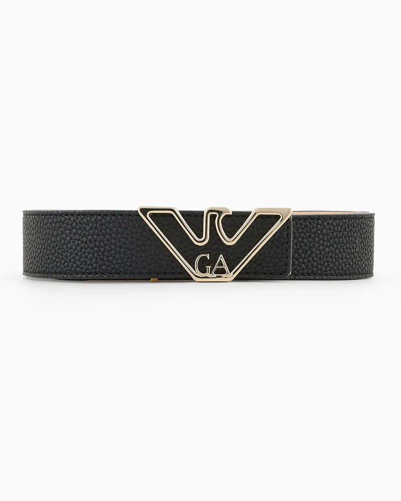 Emporio Armani Gürtel mit Adler-Plakette mit Hirsch-Print Schwarz