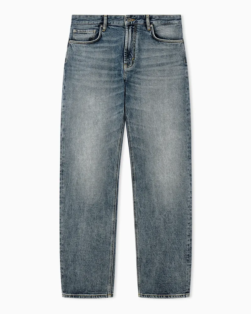 Emporio Armani Regular Fit 5-Pocket-Jeans aus Denim in Vintage-Optik Blau