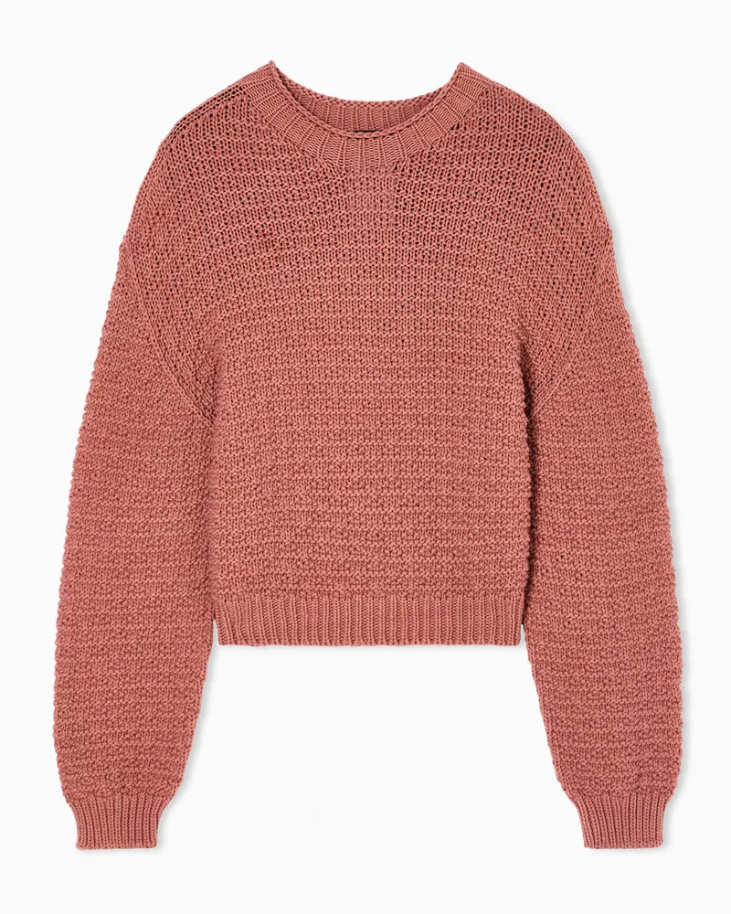 Emporio Armani Icon Pullover mit Linksstrickverarbeitung und 3D-Muster Pink