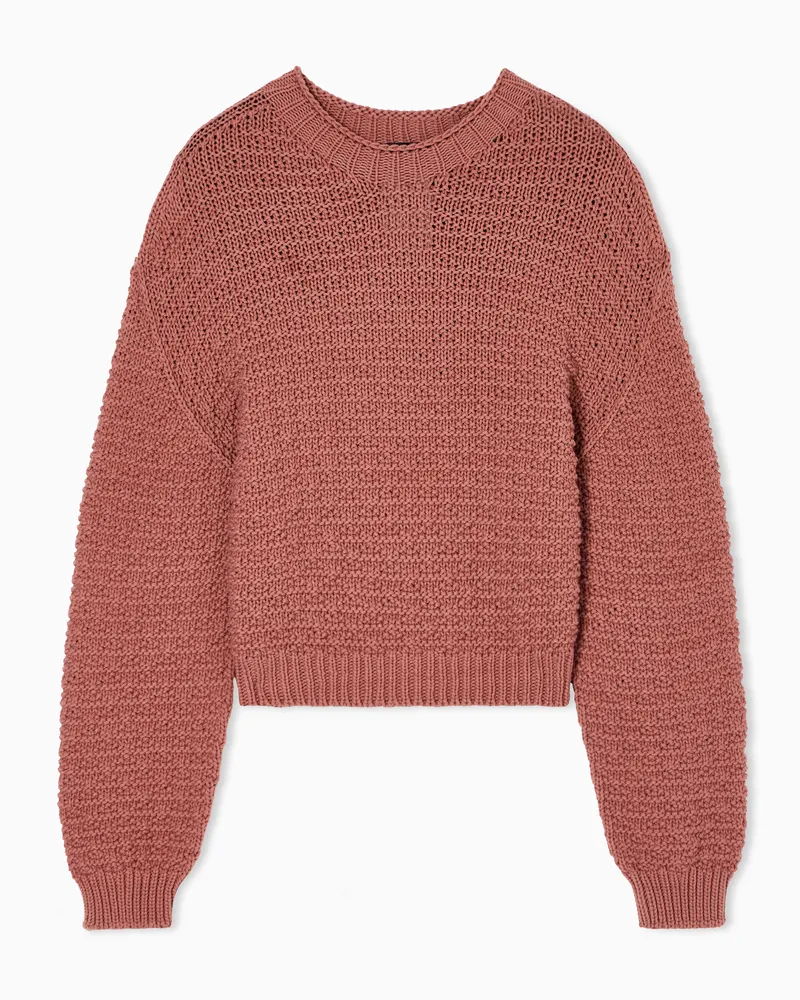 Emporio Armani Icon Pullover mit Linksstrickverarbeitung und 3D-Muster Pink