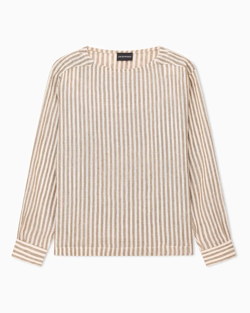 Emporio Armani Leinenpullover in Jute-Optik Beige