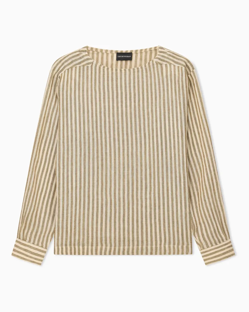 Emporio Armani Jute-effect linen sweater Beige
