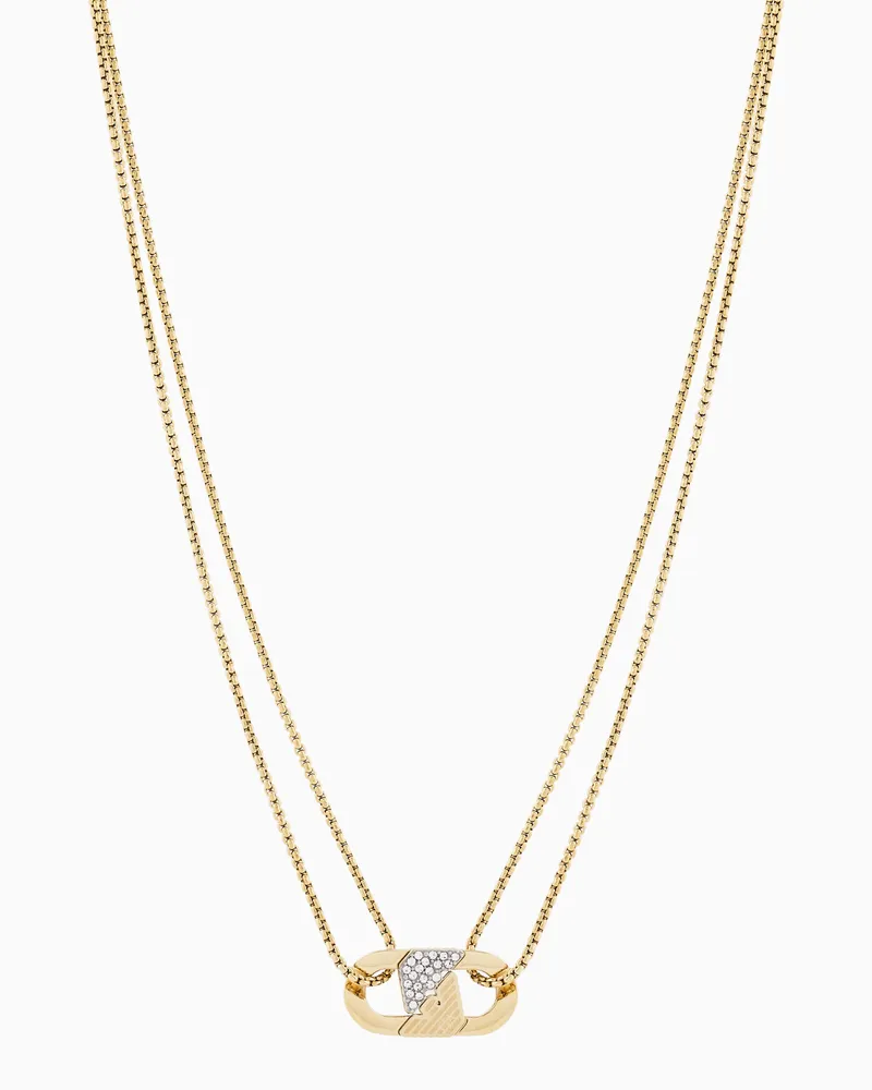 Emporio Armani Kette mit Plakette aus goldfarbenem Edelstahl Mehrfarbig