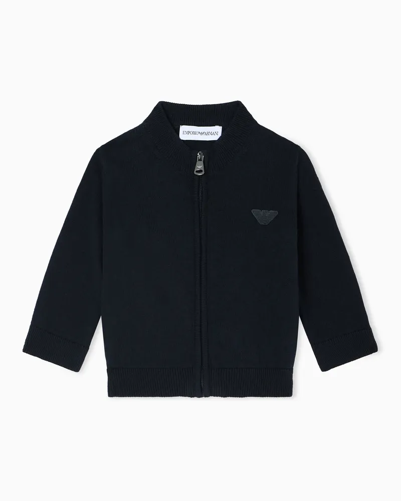 Emporio Armani ASV Pullover aus einer Bio-Baumwoll-Mischung mit Reißverschluss Marineblau