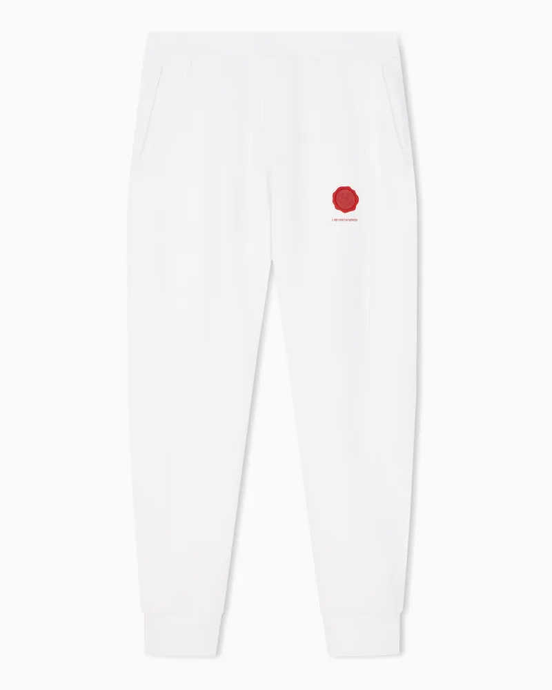 Emporio Armani Jogginghose aus Double Jersey Valentine's Day Capsule Weiß