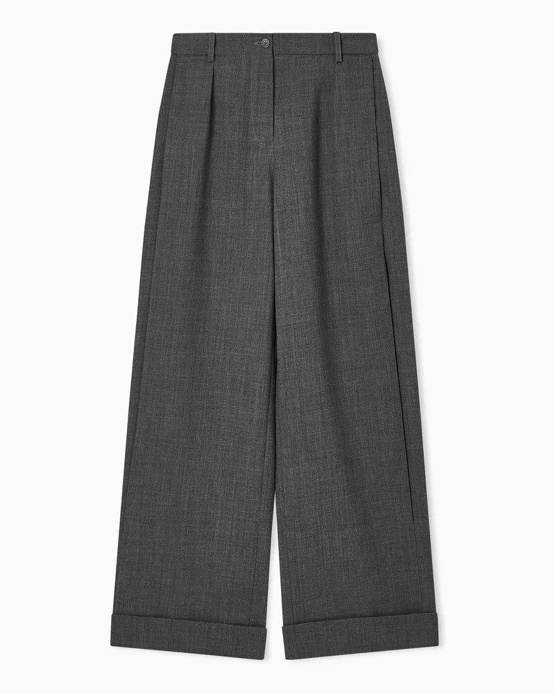 Emporio Armani Bundfalten-Hose aus einer Mouliné-Woll-Mischung Grau