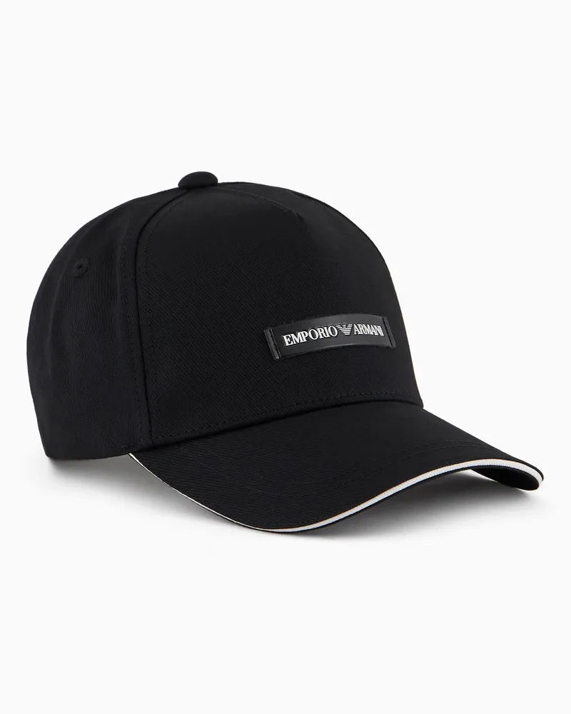 Emporio Armani Baseballcap aus Canvas mit „“-Aufnäher Schwarz