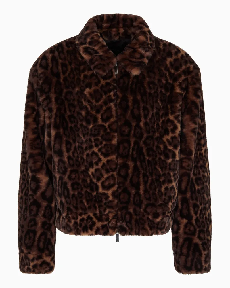 Emporio Armani Blouson aus Kunstpelz mit Tiermuster-Print Gemustert