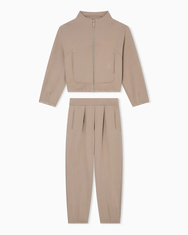 Emporio Armani ASV Trainingsanzug mit einem Sweatshirt mit durchgehendem Reißverschluss, gefertigt aus Interlock-Jersey Beige