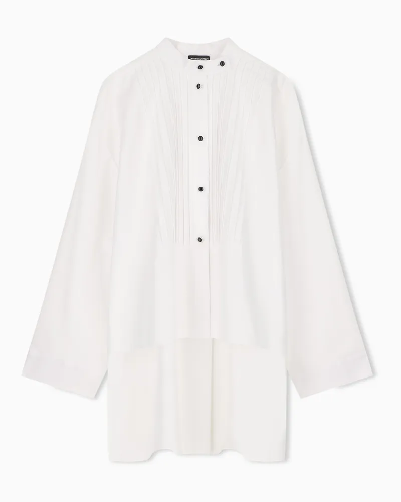 Emporio Armani Hemd aus Baumwolle mit Plastron Weiß