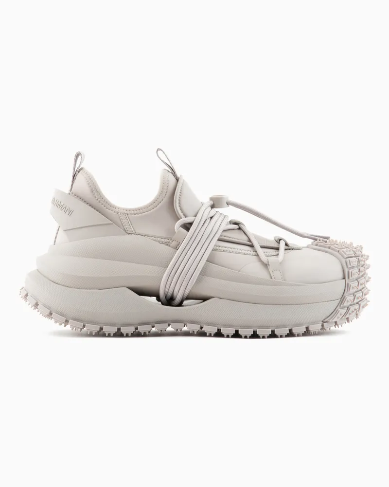 Emporio Armani Sneaker aus Nylon mit Scuba-Details und Tunnelzug Braun