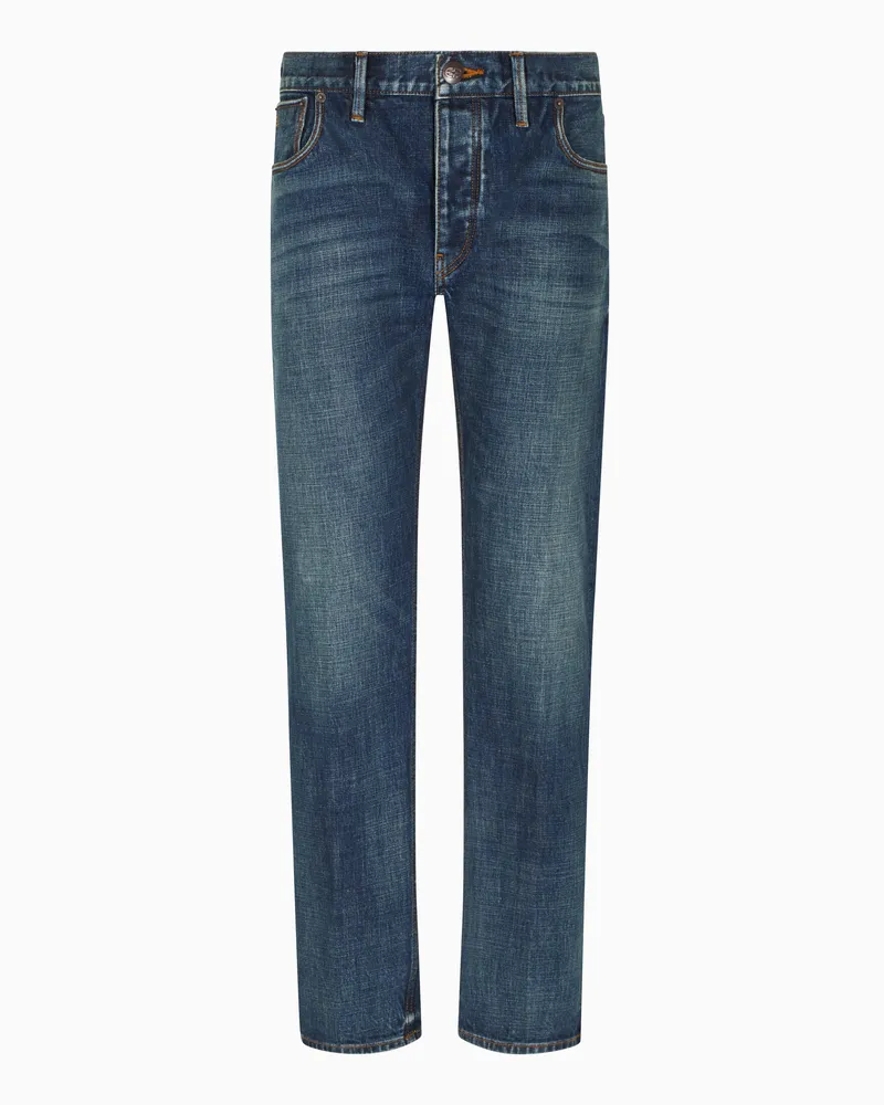 Emporio Armani J41 Vintage Straight Fit Jeans aus  LAB Denim Blau