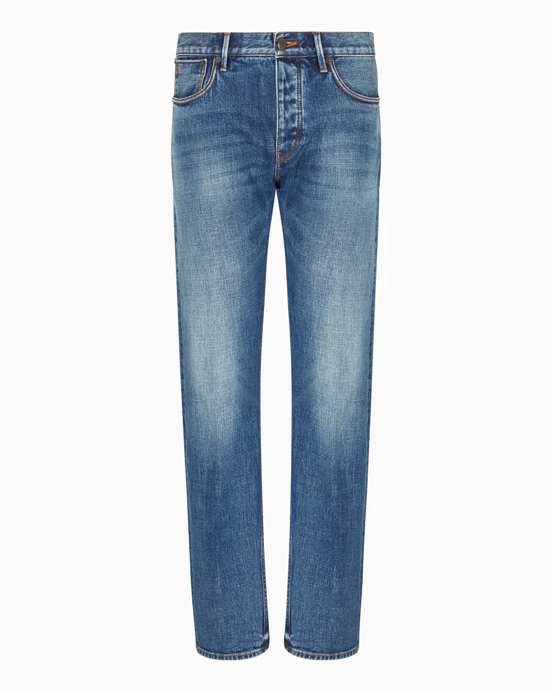 Emporio Armani J41 Vintage Straight Fit Jeans aus  LAB Denim Blau
