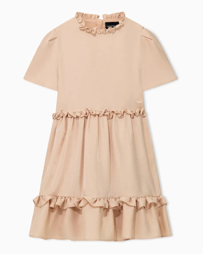 Emporio Armani Regular Fit Kleid mit hohem Ausschnitt und feinen Rüschen Pink