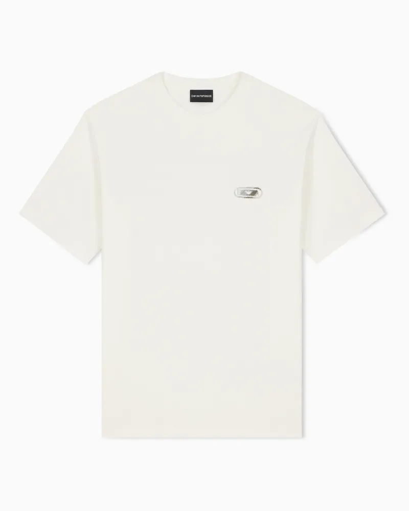 Emporio Armani T-Shirt aus reinem Baumwolljersey Weiß