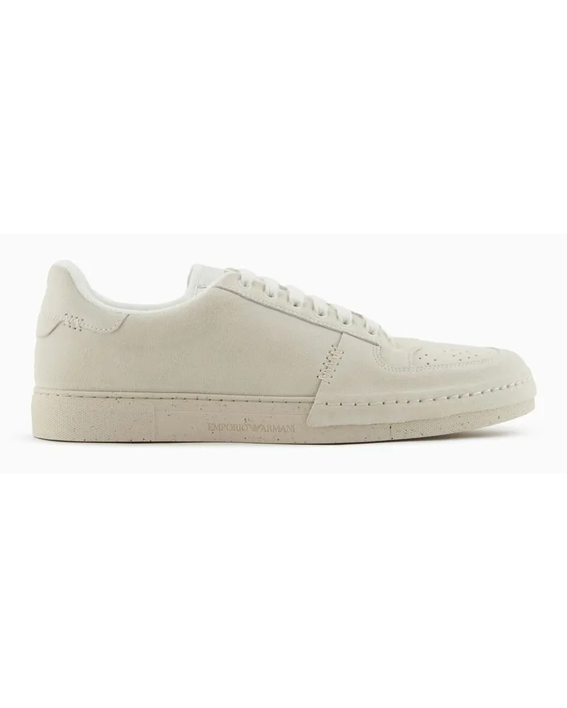 Emporio Armani Sneaker aus Veloursleder Weiss