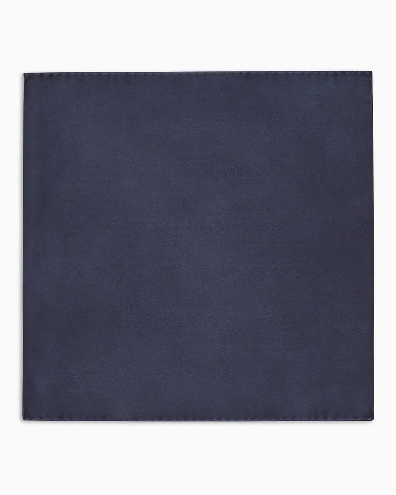 Emporio Armani Einstecktuch aus reiner Seide mit kleinem Jacquard-Motiv Blau