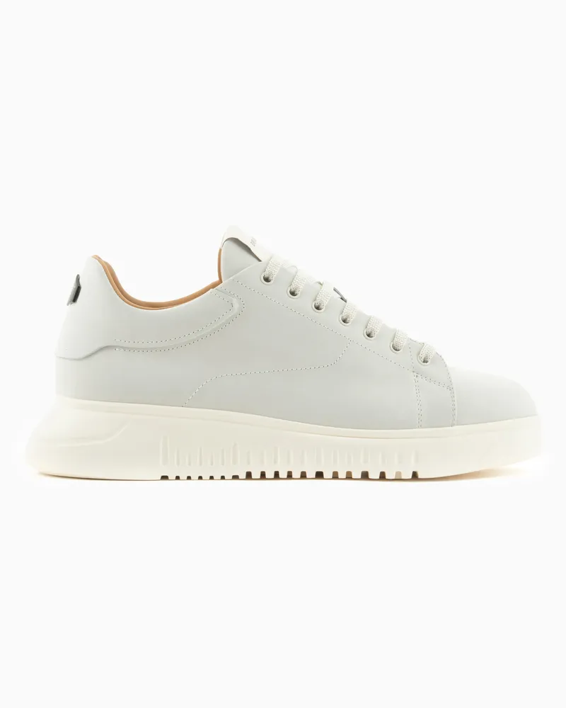 Emporio Armani Sneaker aus Nubukleder mit profilierter Sohle Weiß