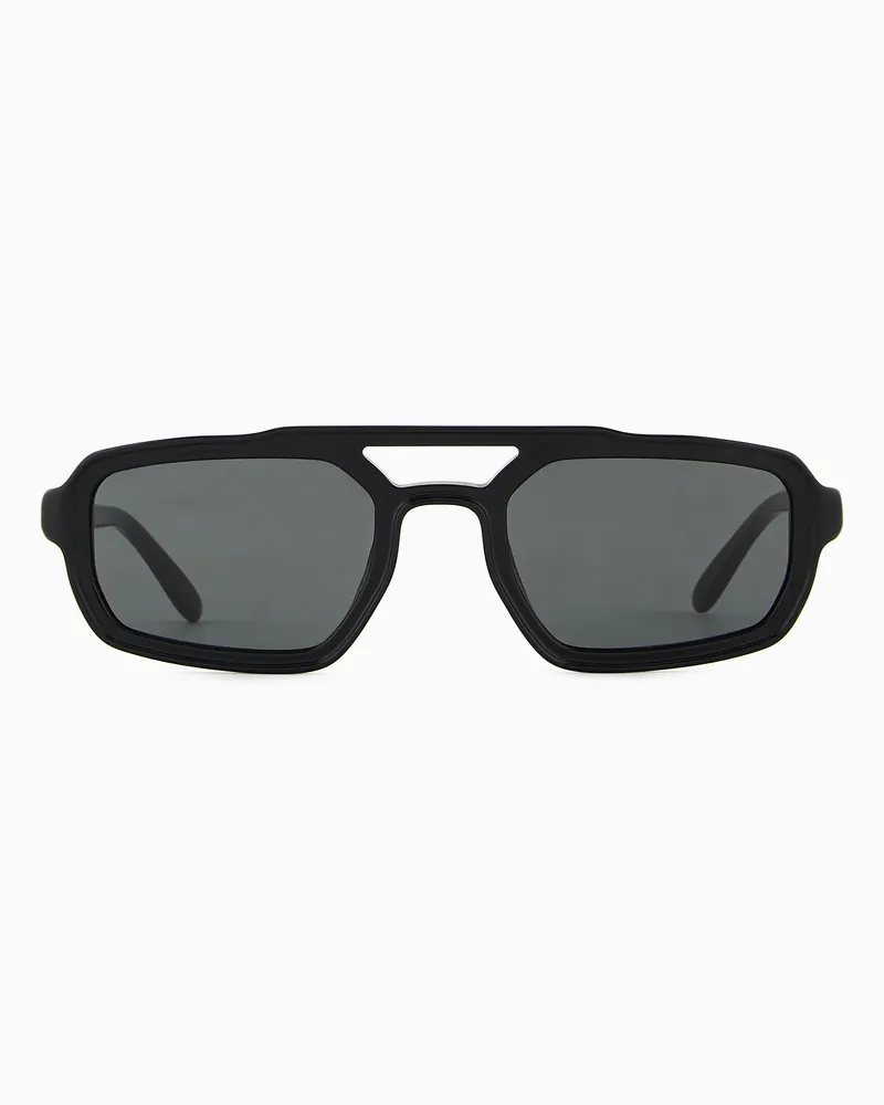 Emporio Armani Black Blue ASV Sonnenbrille mit unregelmäßig geformter Fassung für Herren Schwarz