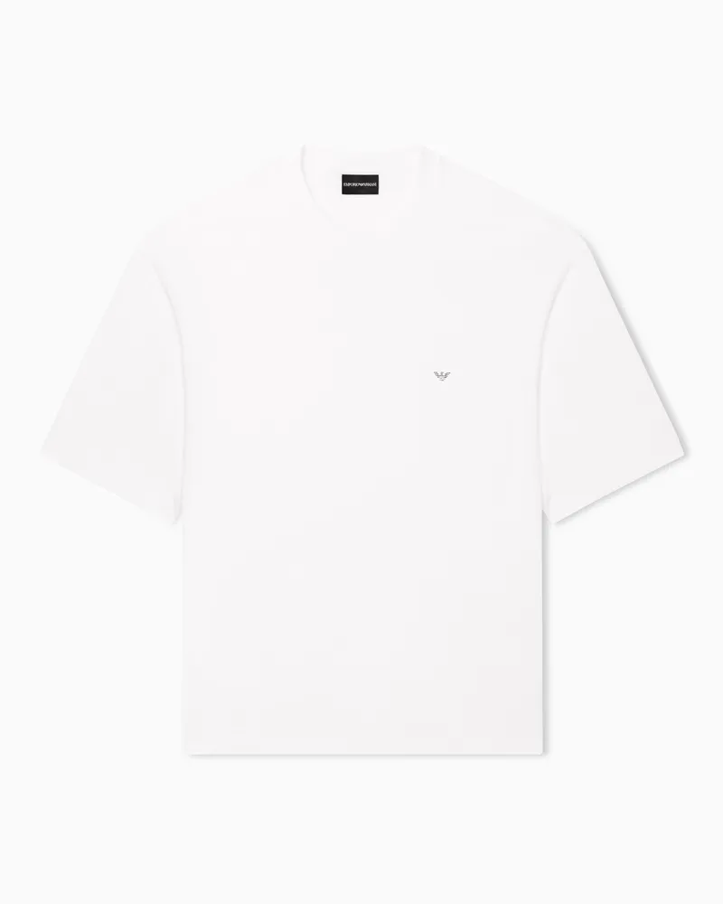 Emporio Armani Oversize-T-Shirt aus Jersey mit Logo-Print im Used-Effekt Weiß