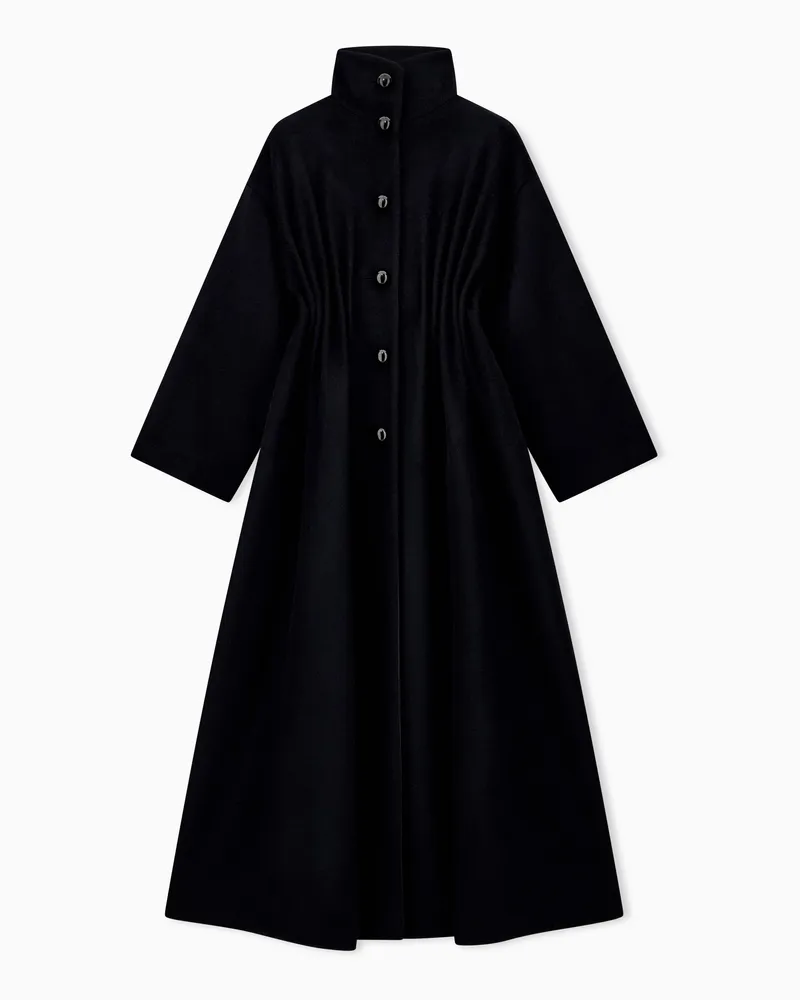 Emporio Armani Mantel aus Schurwolle und Kaschmir mit hohem Kragen Schwarz