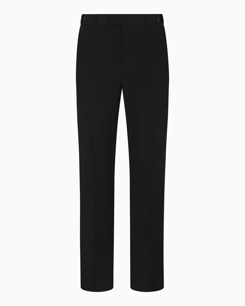 Emporio Armani Hose mit Bundfalte, gefertigt aus Schurwolle mit technischem Finish Schwarz