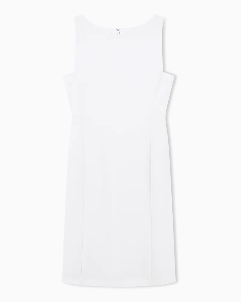 Emporio Armani Kleid ärmellos schmal geschnitten mit U-Boot-Ausschnitt Weiß